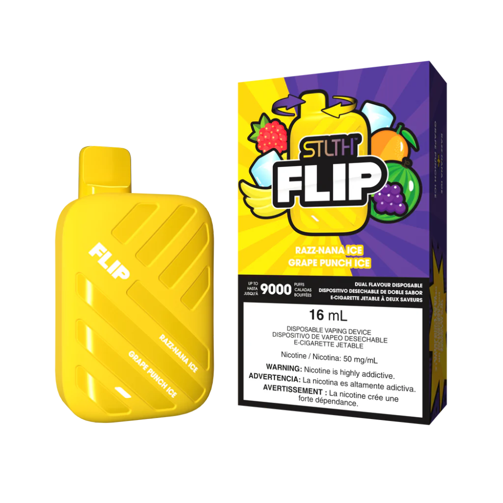 STLTH FLIP BAR 9K RAZZ NANA ICE AND GRAPE PUNCH ICE