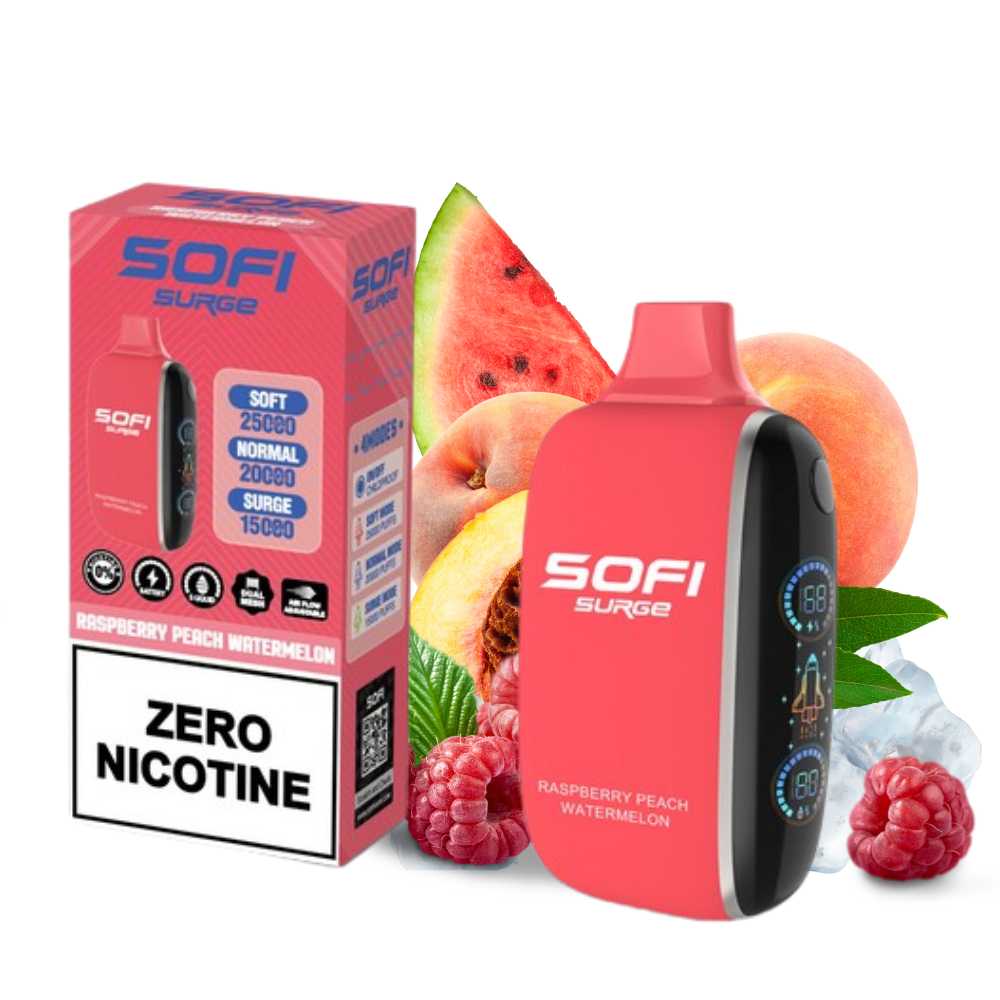 SOFI RAPBERRY PEACH WATERMELON - 25000 PUFFS | VAPE DESECHABLE SIN NICOTINA