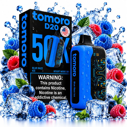 VAPE TOMORO D20 | BLUE RAZZ ICE 50K